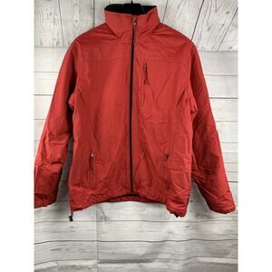 Chaps Ralph Lauren Coat Mens Large red full zip nylon fleece lining large Pocket
